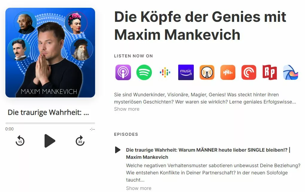 die köpfe der genies podcast von maxim mankevich